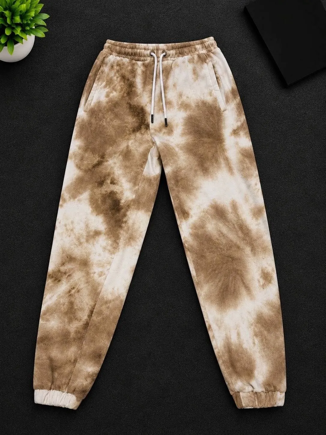 Pantalon Jogging Tie-Dye Marron & Beige 🤎 | Style Streetwear — VELPARO.tn
